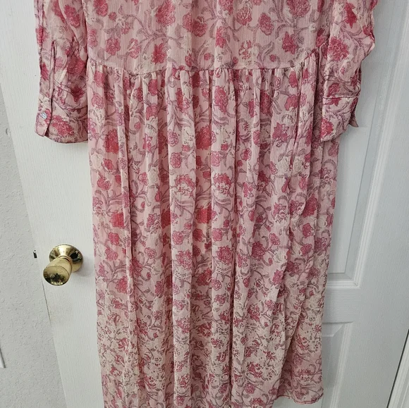 Free people pink floral Women's See Ot through maxi Dress xs NWT - Picture 9 of 14